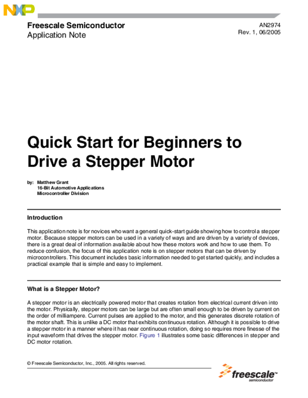 (PDF) Quick Start for Beginners to Drive a Stepper Motor