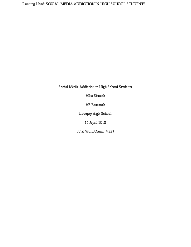 (PDF) Social Media Addiction in High School Students