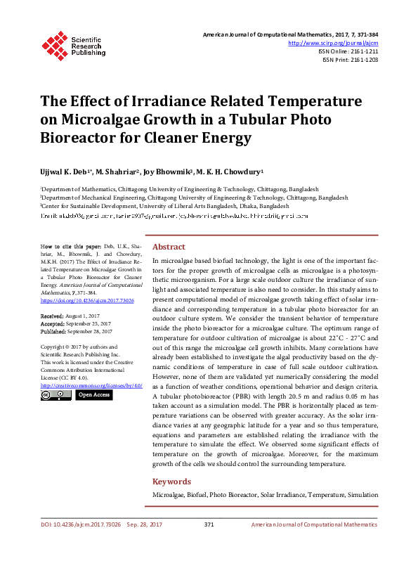 (PDF) The Effect of Irradiance Related Temperature on Microalgae Growth ...