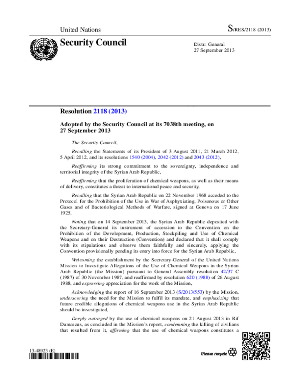 (PDF) Resolution 2118 (2013