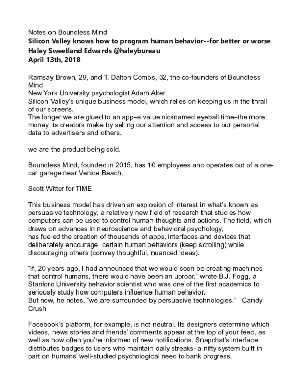 (PDF) Notes on Boundless Mind
