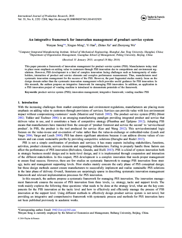 (PDF) An integrative framework for innovation management of product ...