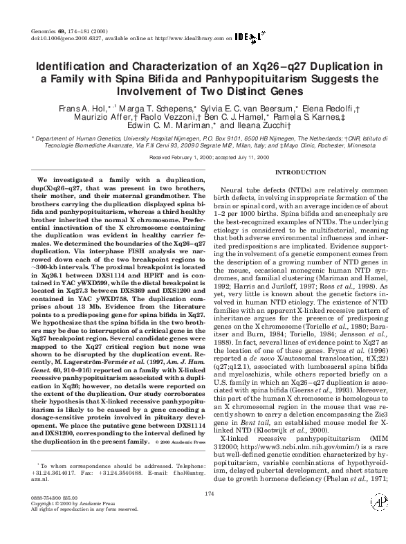 (PDF) Identification and Characterization of an Xq26–q27 Duplication in ...