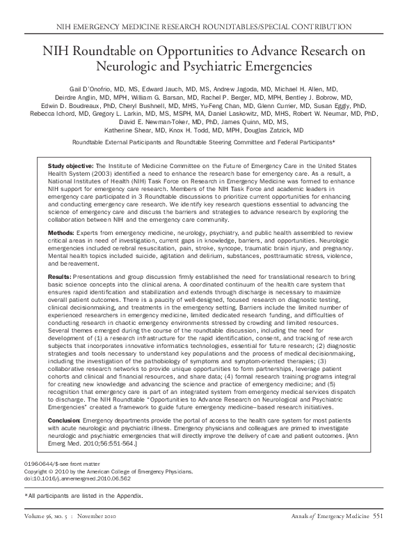 (PDF) NIH Roundtable on Opportunities to Advance Research on Neurologic ...