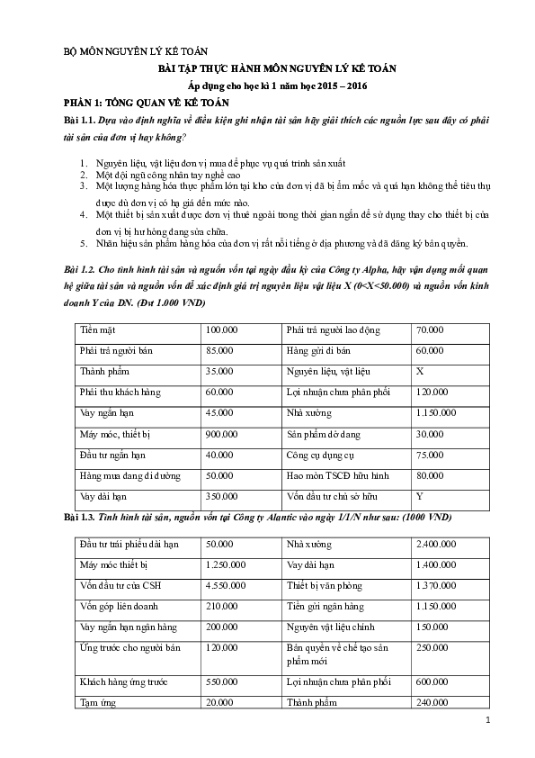 (DOC) Bai tap Nguyen ly ke toan