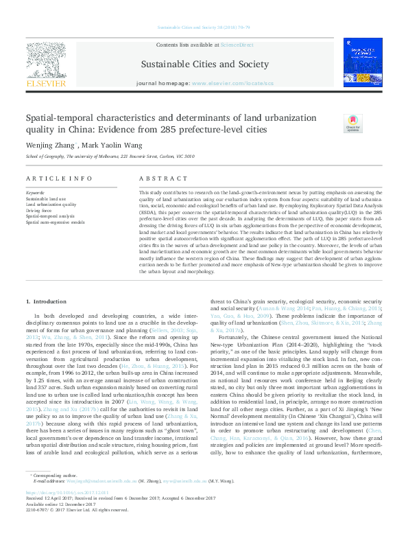 (PDF) Spatial-temporal characteristics and determinants of land ...