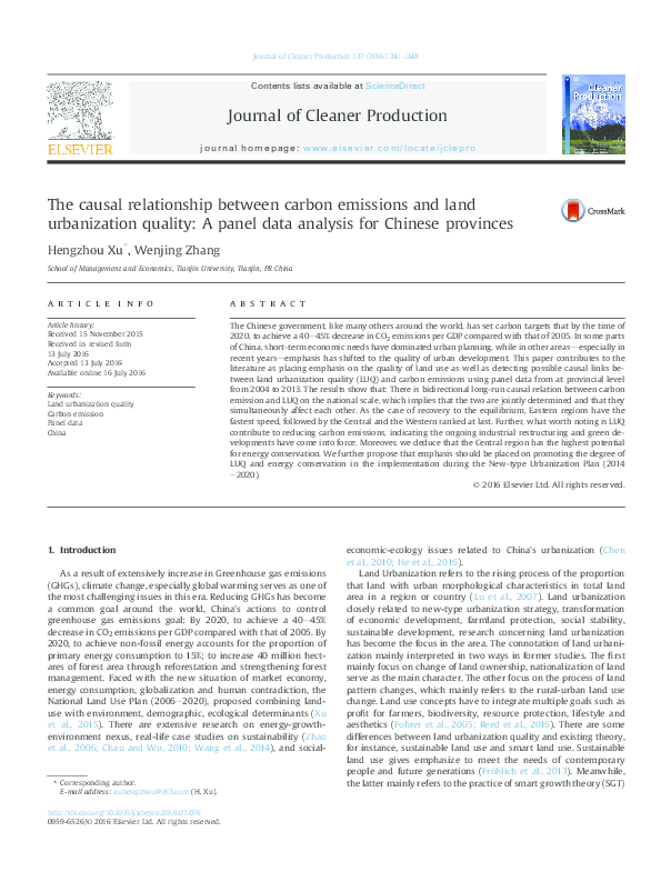 (PDF) The causal relationship between carbon emissions and land ...