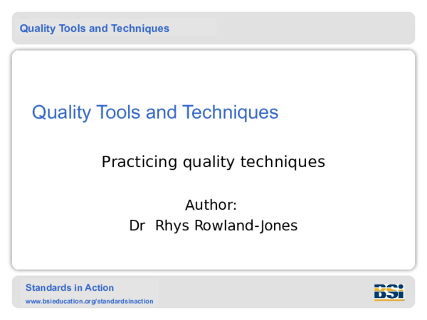 (PPT) Quality Tools and Techniques