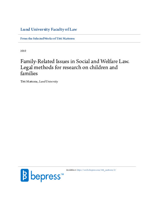 (PDF) Family-Related issues in social and welfare law. Legal methods ...