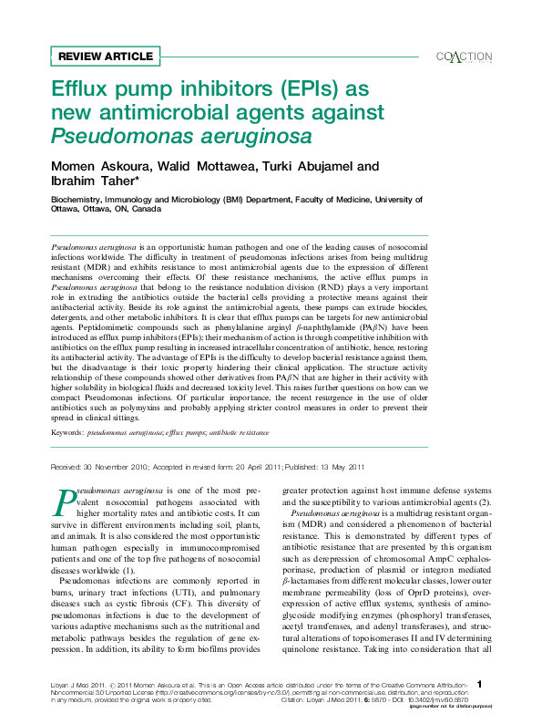 (PDF) Efflux pump inhibitors (EPIs) as new antimicrobial agents against ...