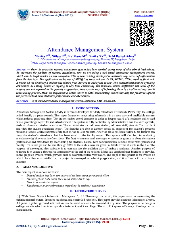 Attendance system essay image