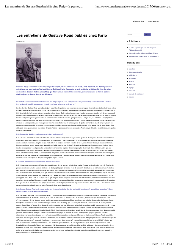 (PDF) À propos des entretiens de Gustave Roud