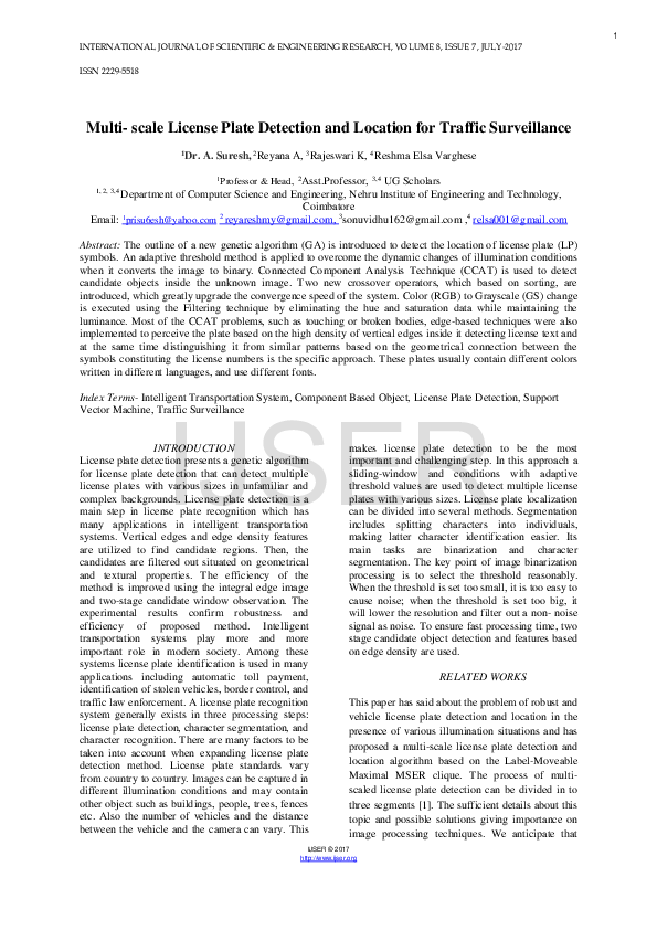 (PDF) Multi-scale License Plate Detection and Location for Traffic ...