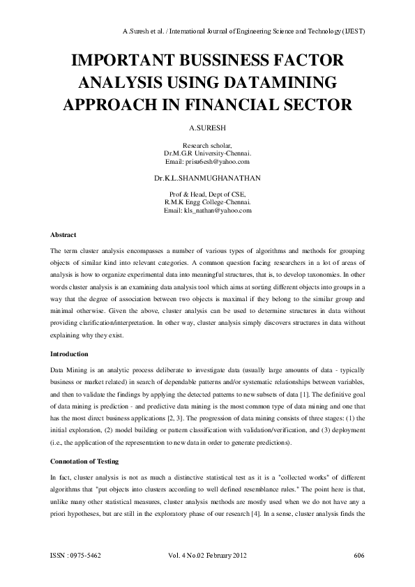 (PDF) IMPORTANT BUSSINESS FACTOR ANALYSIS USING DATAMINING APPROACH IN ...