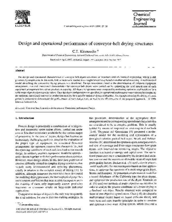 (PDF) Design and operational performance of conveyor-belt drying structures