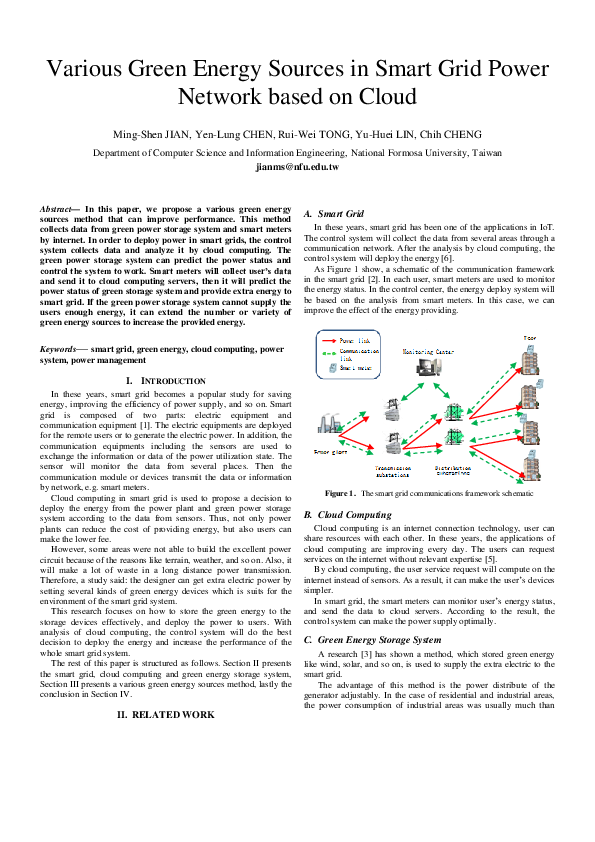 (PDF) Various Green Energy Sources in Smart Grid Power Network based on ...