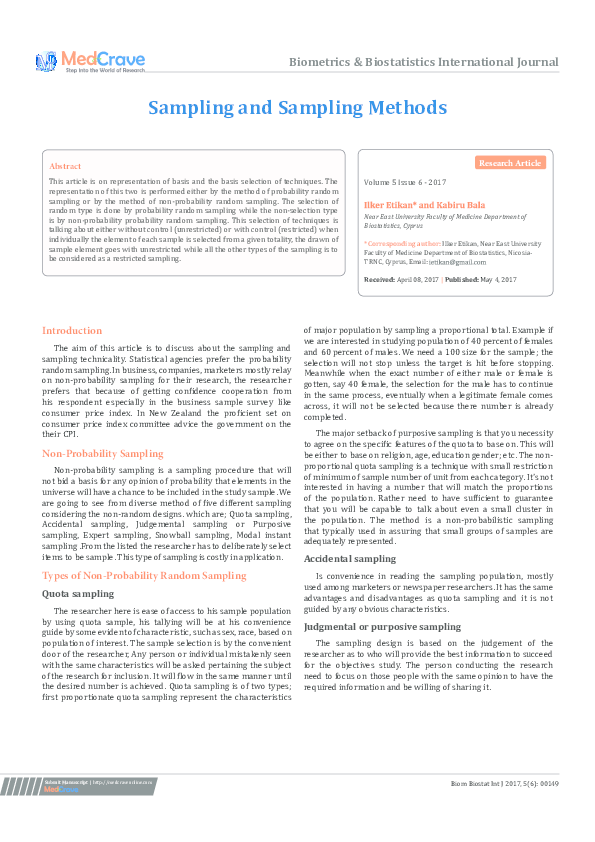 Sampling And Sampling Methods