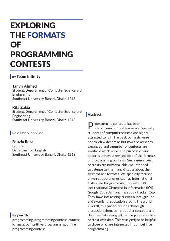 (PDF) EXPLORING THE FORMATS OF PROGRAMMING CONTESTS