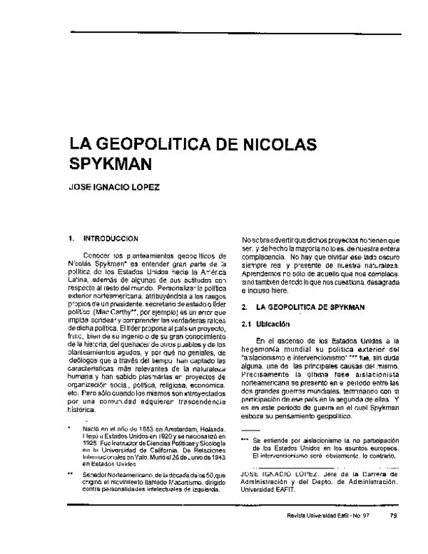 (PDF) Geopolítica de Nicolas Spykman