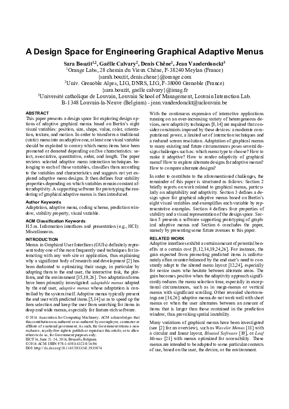 (PDF) A Design Space for Engineering Graphical Adaptive Menus
