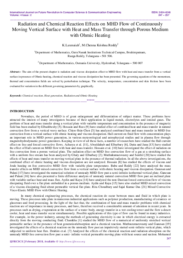 (PDF) Radiation and Chemical Reaction Effects on MHD Flow of ...
