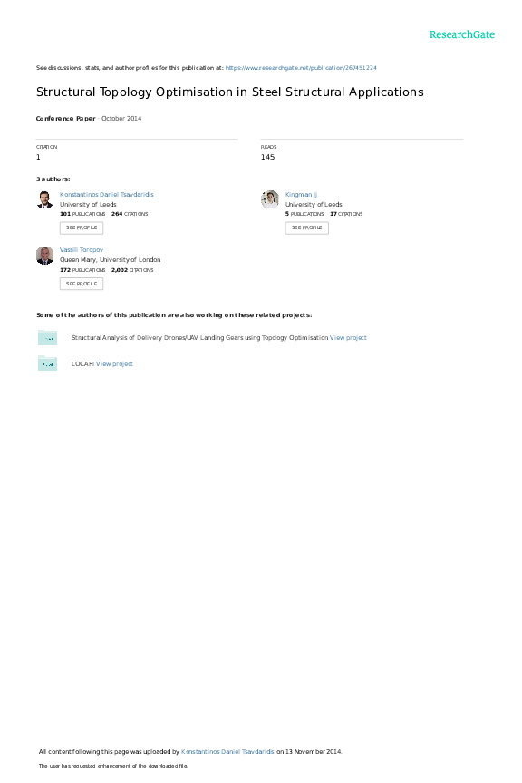 (PDF) Structural Topology Optimisation in Steel Structural Applications