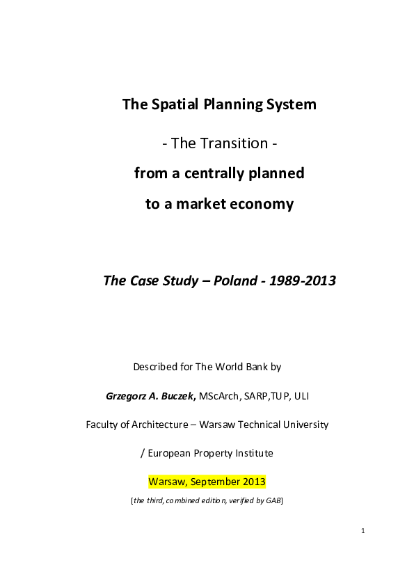 (PDF) The Spatial Planning System -The Transition - from a centrally ...