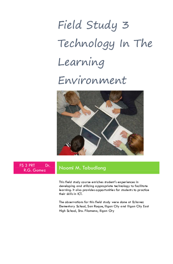 (PDF) Field Study 3 Technology In The Learning Environment