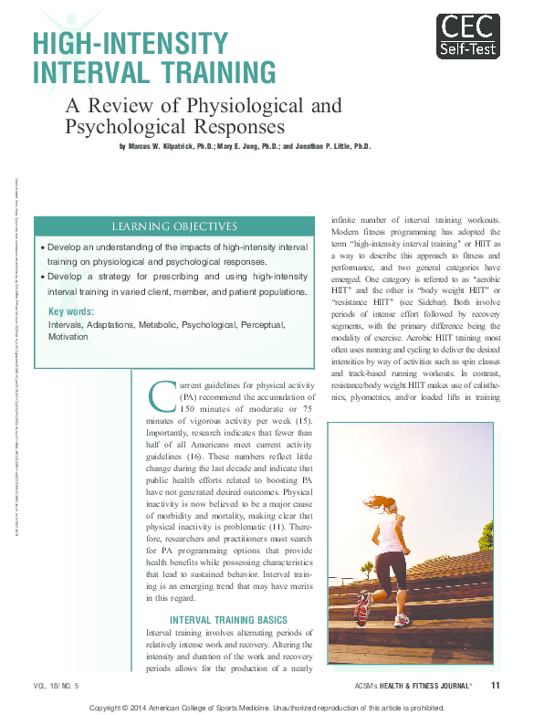 (PDF) HIGH-INTENSITY INTERVAL TRAINING A Review of Physiological and ...
