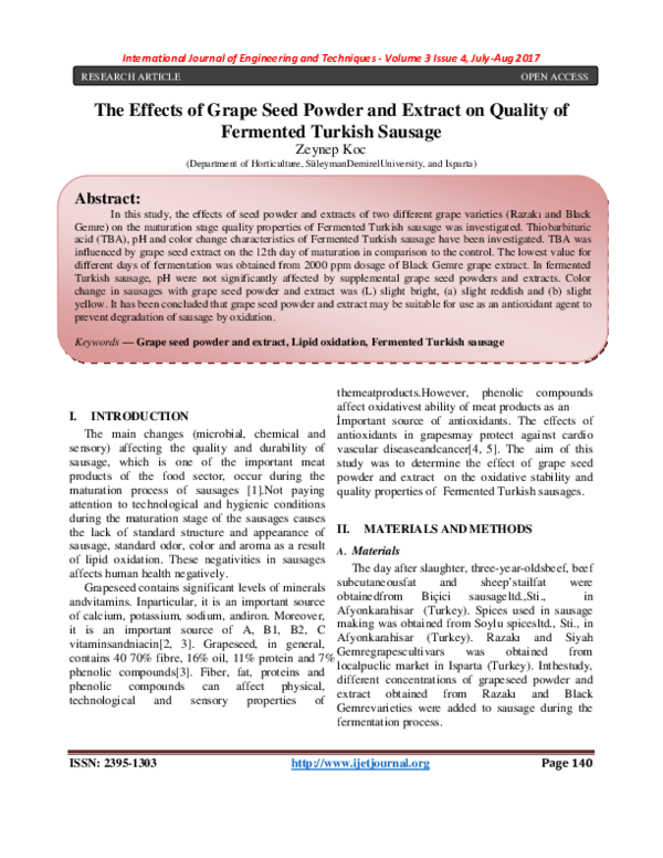 (PDF) The Effects of Grape Seed Powder and Extract on Quality of ...