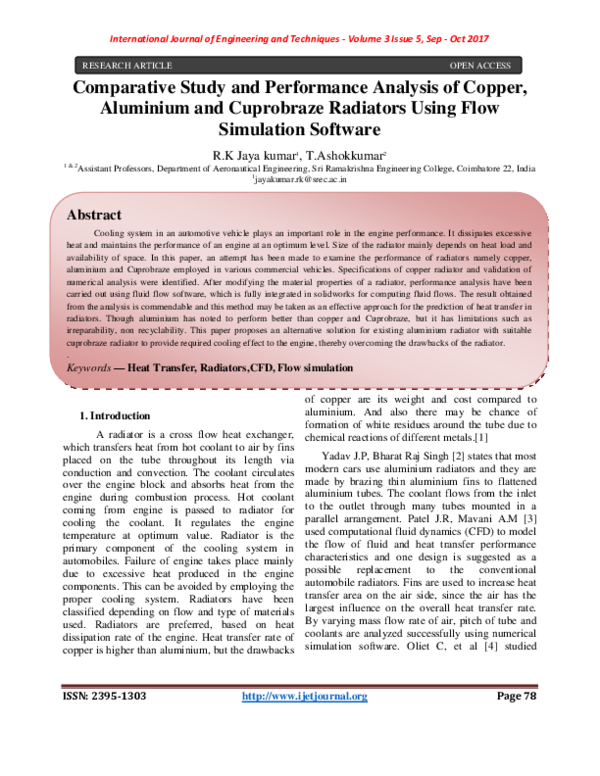 (PDF) Comparative Study and Performance Analysis of Copper, Aluminium ...