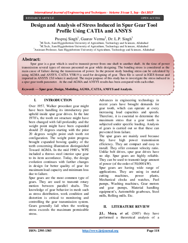 (PDF) Design and Analysis of Stress Induced in Spur Gear Tool Profile