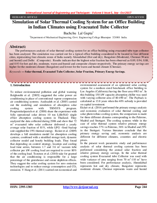 (PDF) Simulation of Solar Thermal Cooling System for an Office Building ...