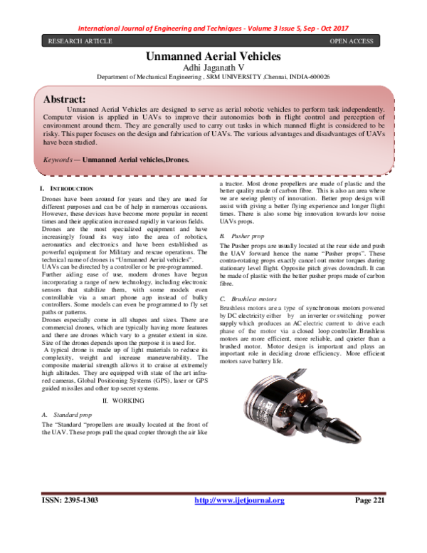 (PDF) Unmanned Aerial Vehicles International Research Group IJET