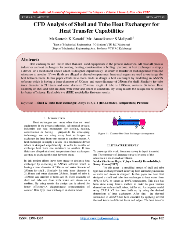 (PDF) CFD analysis of shell and tube heat exchanger Innovative