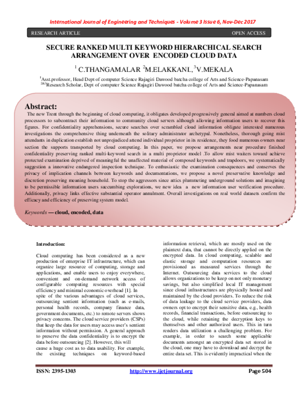 (PDF) SECURE RANKED MULTI KEYWORD HIERARCHICAL SEARCH ARRANGEMENT OVER ...