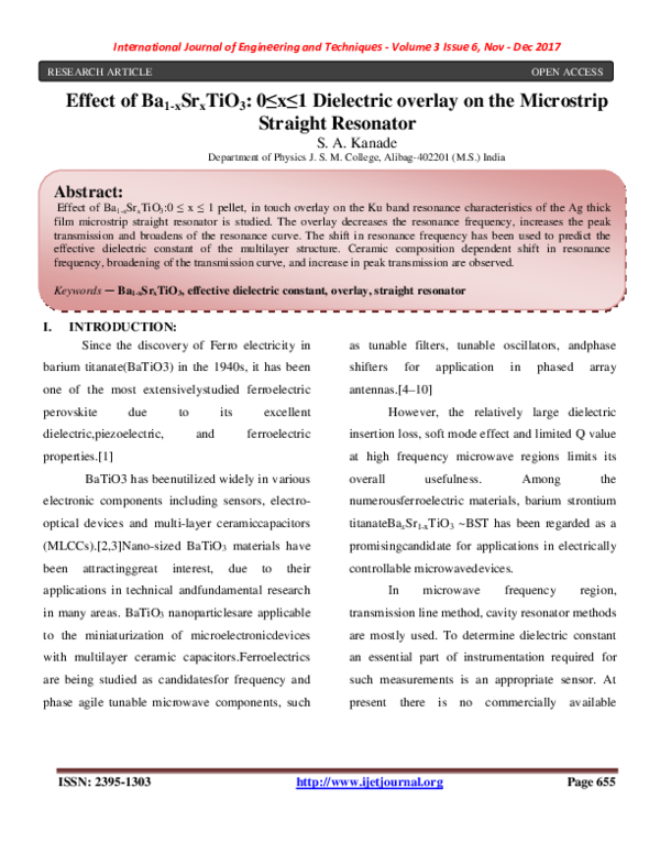 (PDF) Effect of Ba 1-x Sr x TiO 3 : 0≤x≤1 Dielectric overlay on the ...
