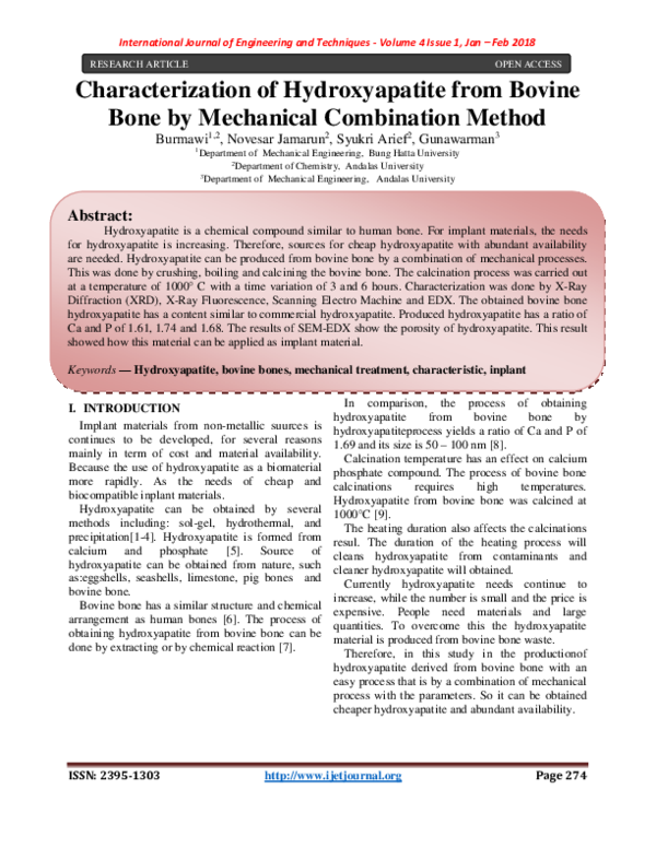 (PDF) Characterization of Hydroxyapatite from Bovine Bone by Mechanical ...