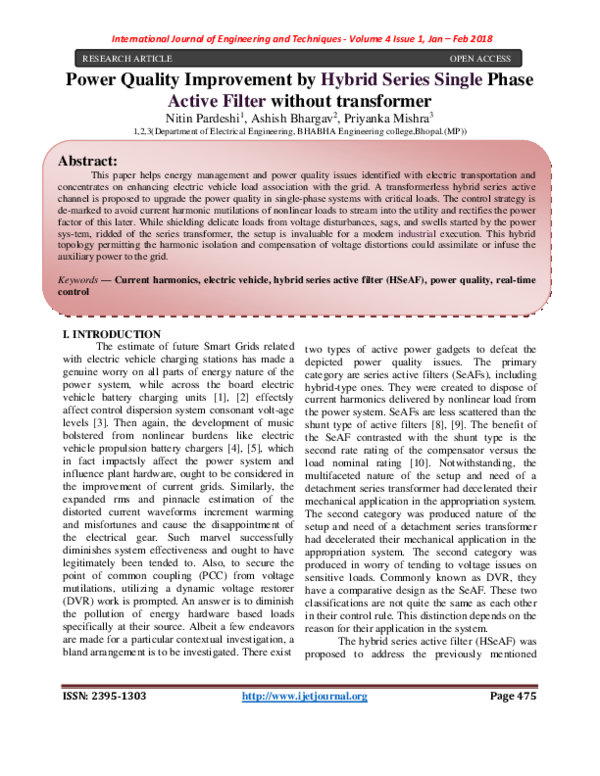 (PDF) Power Quality Improvement by Hybrid Series Single Phase Active ...