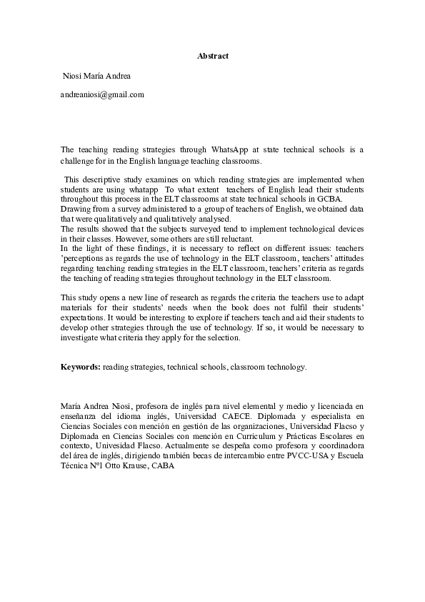 (DOC) Abstract teaching reading Andrea Niosi Academia.edu