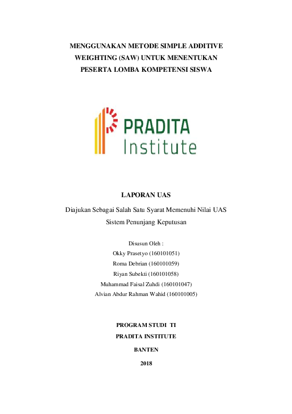 Doc Menggunakan Metode Simple Additive Weighting Saw Untuk Menentukan Roma Debrian Academia Edu