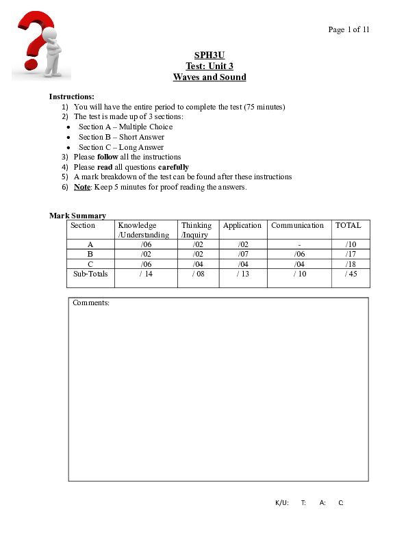 (DOC) SPH3U Test Unit 3 Waves and Sound jrfg gsfh Academia.edu