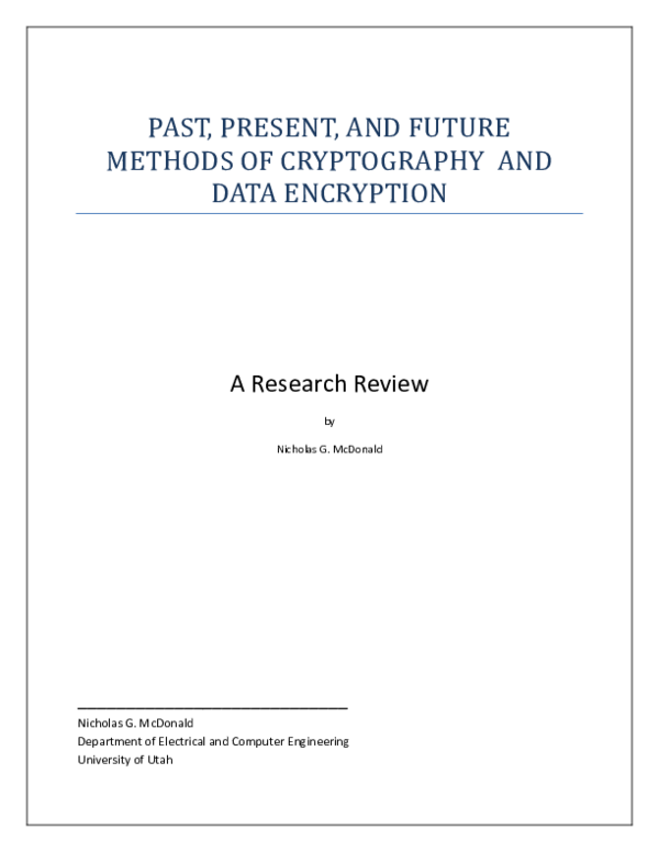 (PDF) Methods of Cryptography and Data Encryption