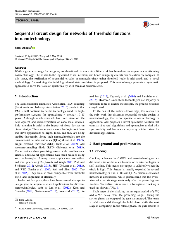 (PDF) Sequential circuit design for networks of threshold functions in ...