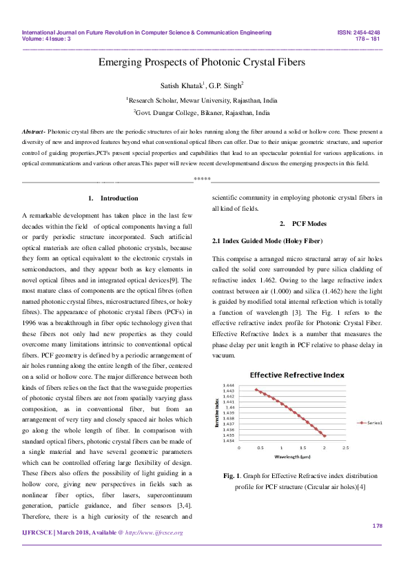 (PDF) Emerging Prospects of Photonic Crystal Fibers