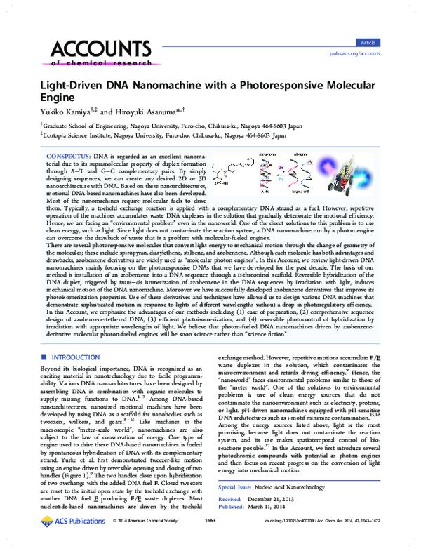 (PDF) Light-Driven DNA Nanomachine with a Photoresponsive Molecular Engine