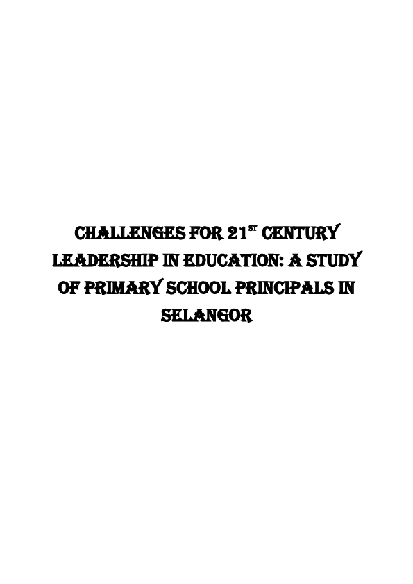 (PDF) Challenges For 21st Century Leadership In Education: A Study Of ...