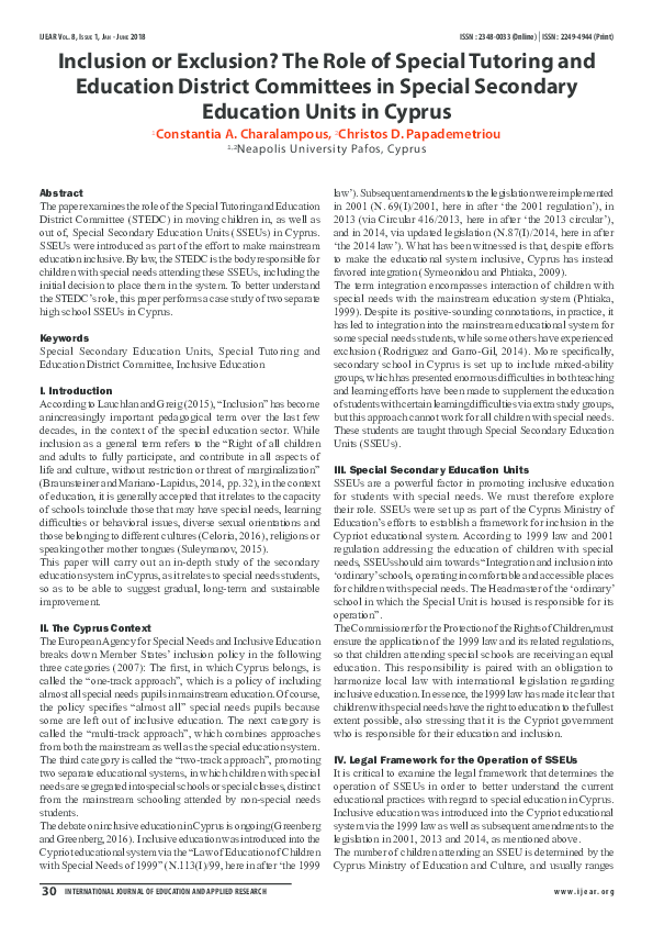 (PDF) Inclusion or Exclusion? The Role of Special Tutoring and ...