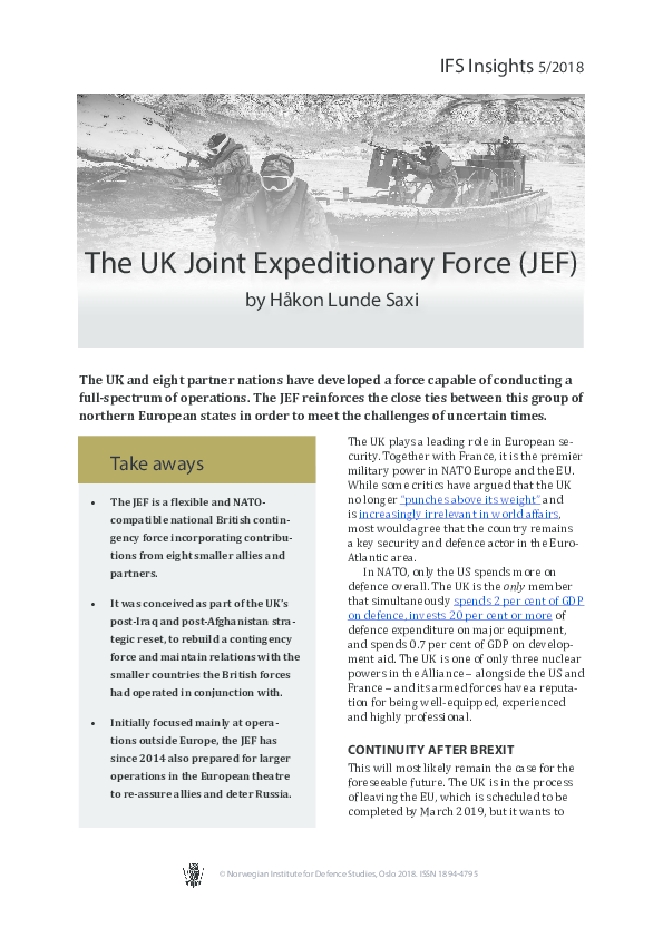 (PDF) The UK Joint Expeditionary Force (JEF) Håkon Lunde Saxi