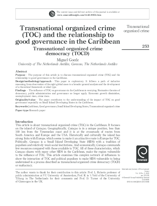 (PDF) Transnational organized crime (TOC) and the relationship to good ...